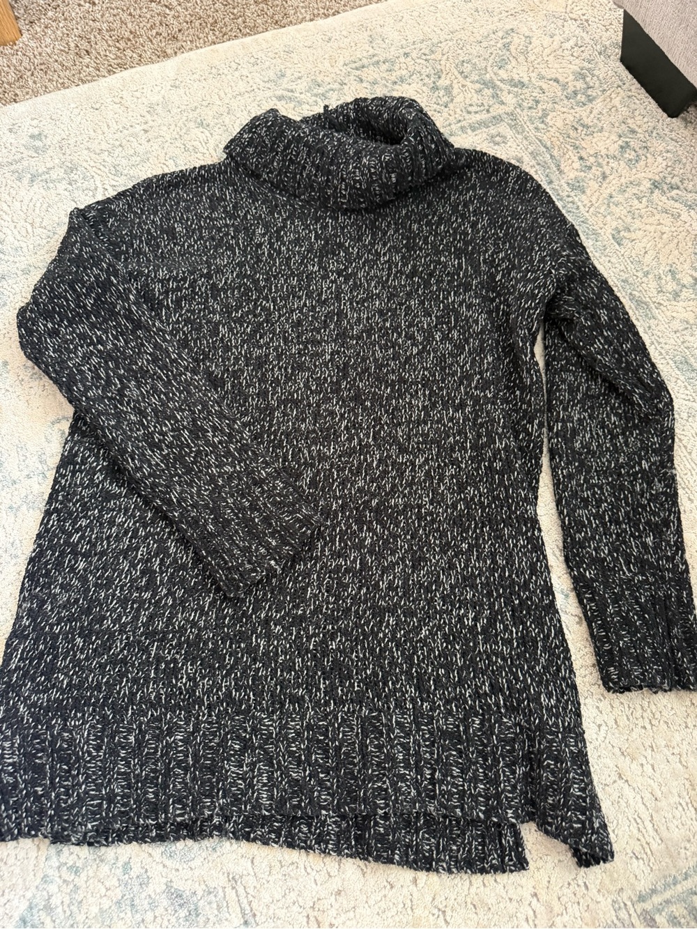 Eddie Bauer Black & White Marled Cowl Neck Sweater